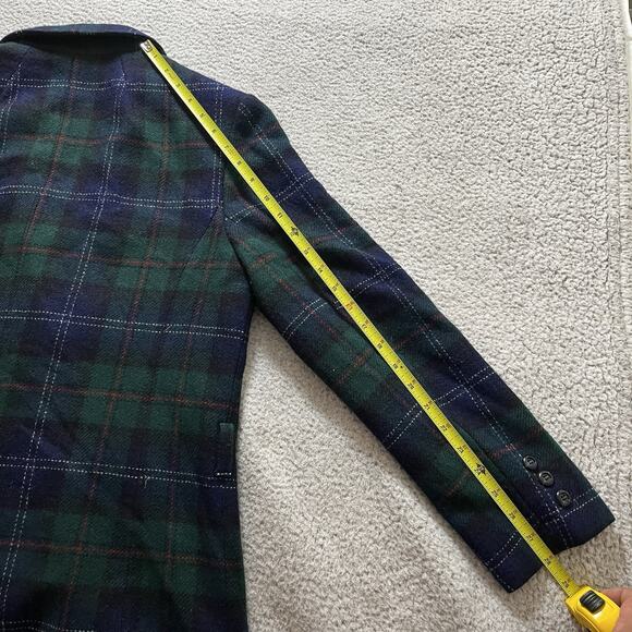 Pendleton Blazer Women 14 Black Watch Vintage Virgin Wool Green Plaid 70s Preppy - Picture 15 of 16